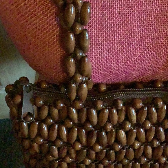 Vintage wood beaded bag - Picture 3 of 4